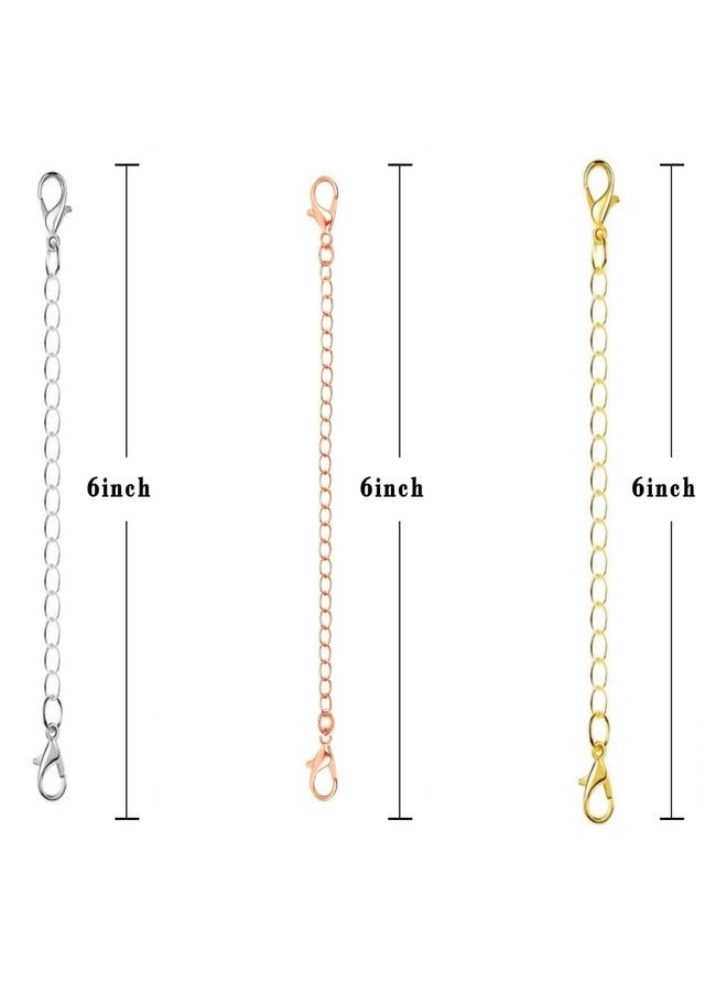 ST logo Hanging Tree Women Girl Boy & Men Jewellery Making 6 Pcs 3 Colour Golden Silver Rose Gold Extender for Chain Set Bracelet Pendant & Necklace (6 Inch 3 Colour) - Image 2